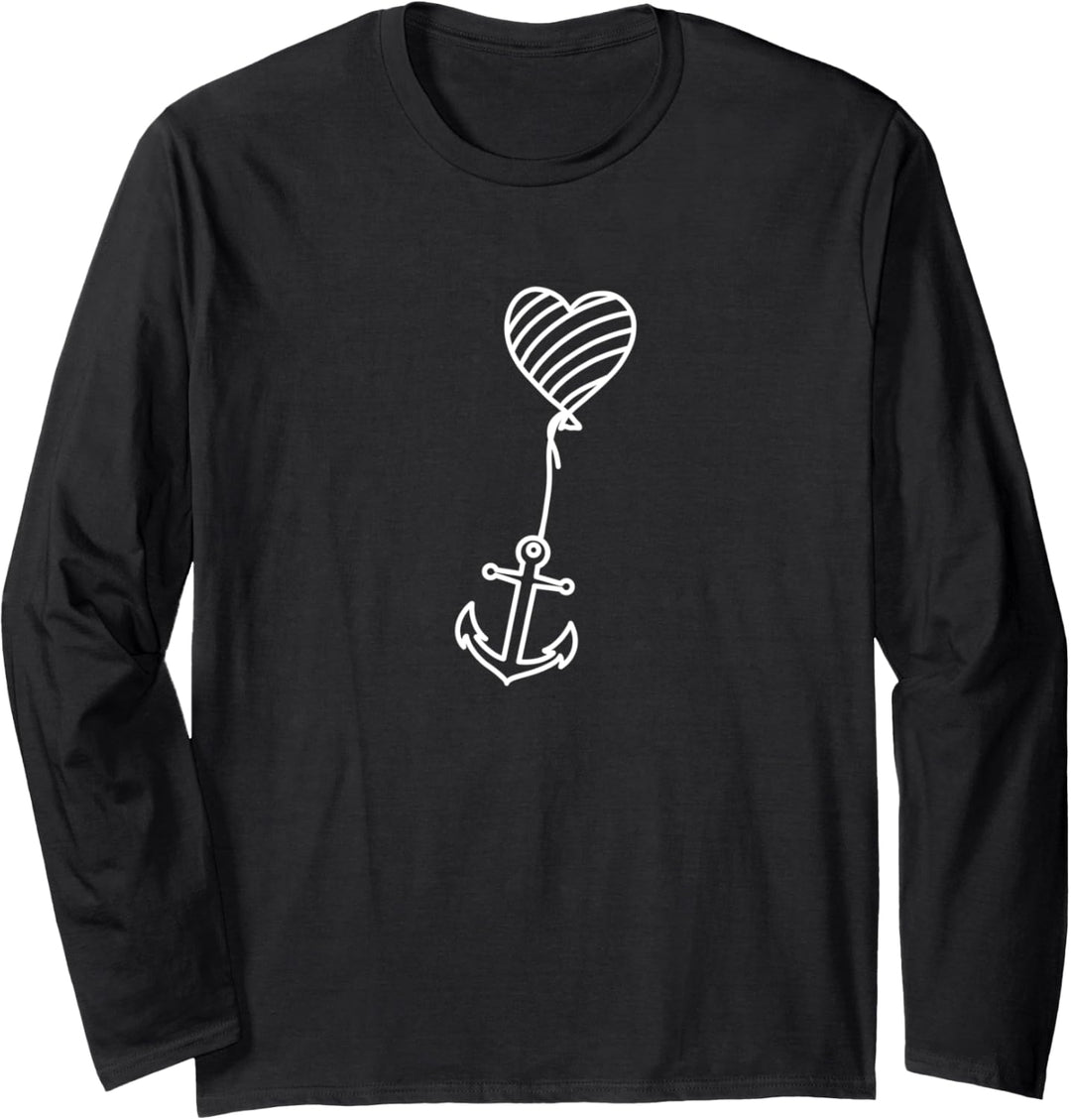 Anker Herz Meer Küste Moin Damen Heimat Urlaub Langarmshirt