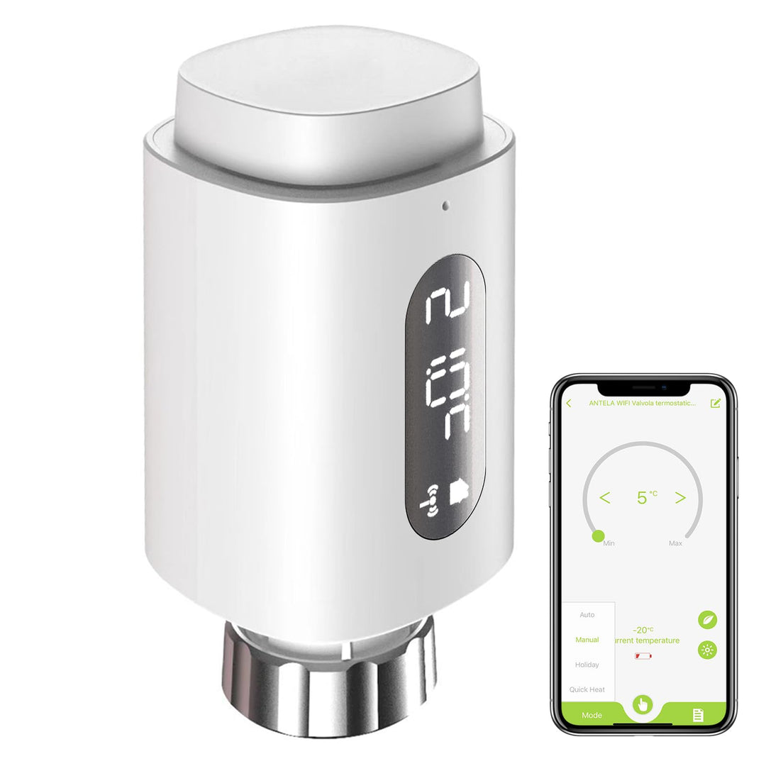Smart Heizkörperthermostat mit APP WLAN ANTELA Digitale Display zur Kontrolle der Heiztemperatur, Ko