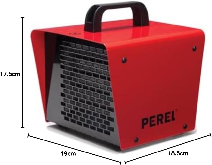Perel Elektrischer Heizlüfter 2000W mit 2 Heizstufen und Thermostat, PTC-Heizelement, Kühlfunktion,