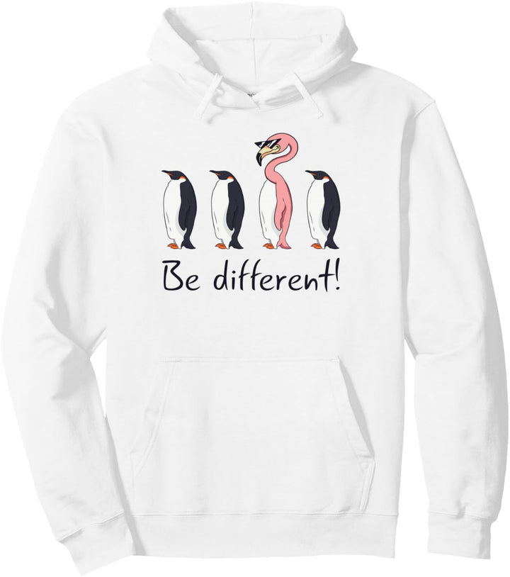 Flamingo Be Different Lustiger Pinguin, rosa Flamingo Pullover Hoodie