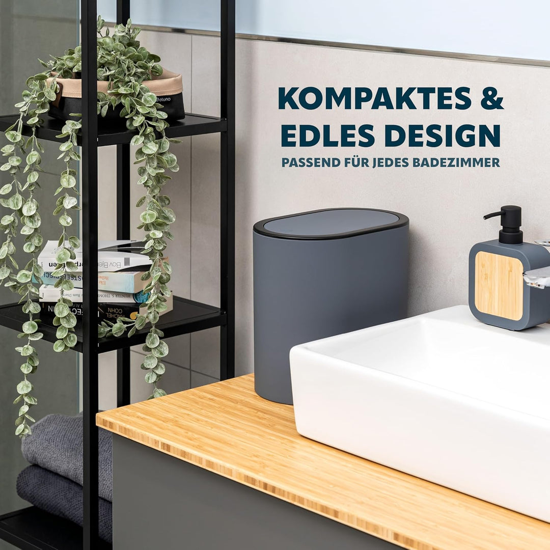 eluno ovaler Kosmetikeimer mit gummierter Softtouch-Oberfläche, Schwingdeckel & Schutzpads gegen Kra