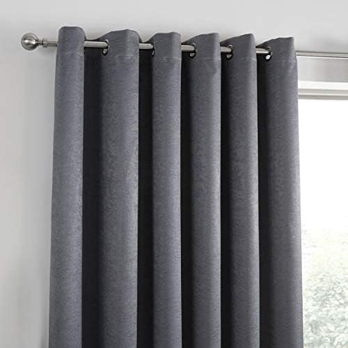 Fusion Strata Vorhänge, gewebt, mit Ösen, gefüttert, 100% Polyester, 117 x 137 cm, Anthrazit 117 x 1