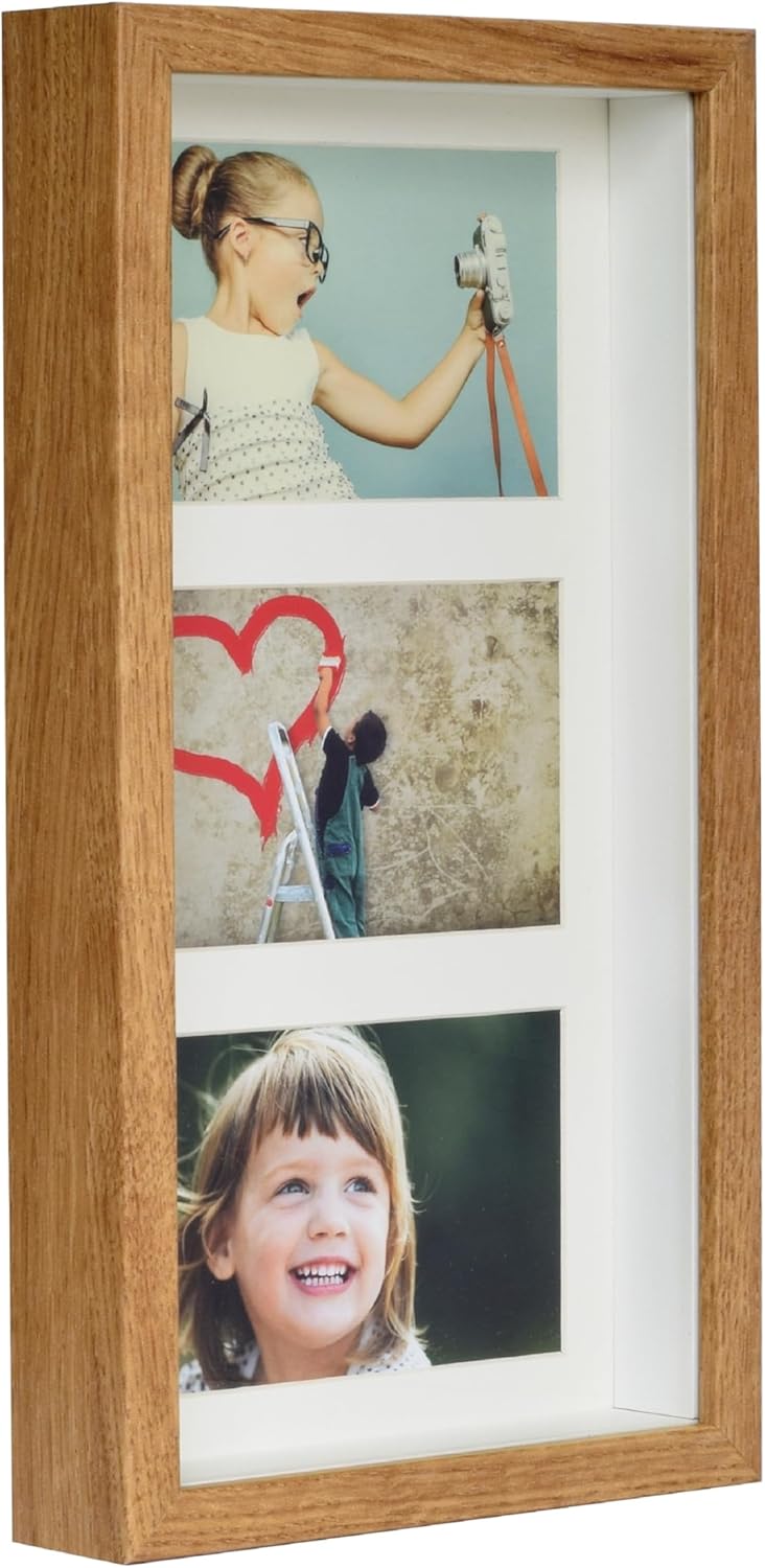 BD ART 18x35 cm 3D Box, Mehrfach Bilderrahmen, Bildergalerie, Fotogalerie mit Passepartout und 3 Fot
