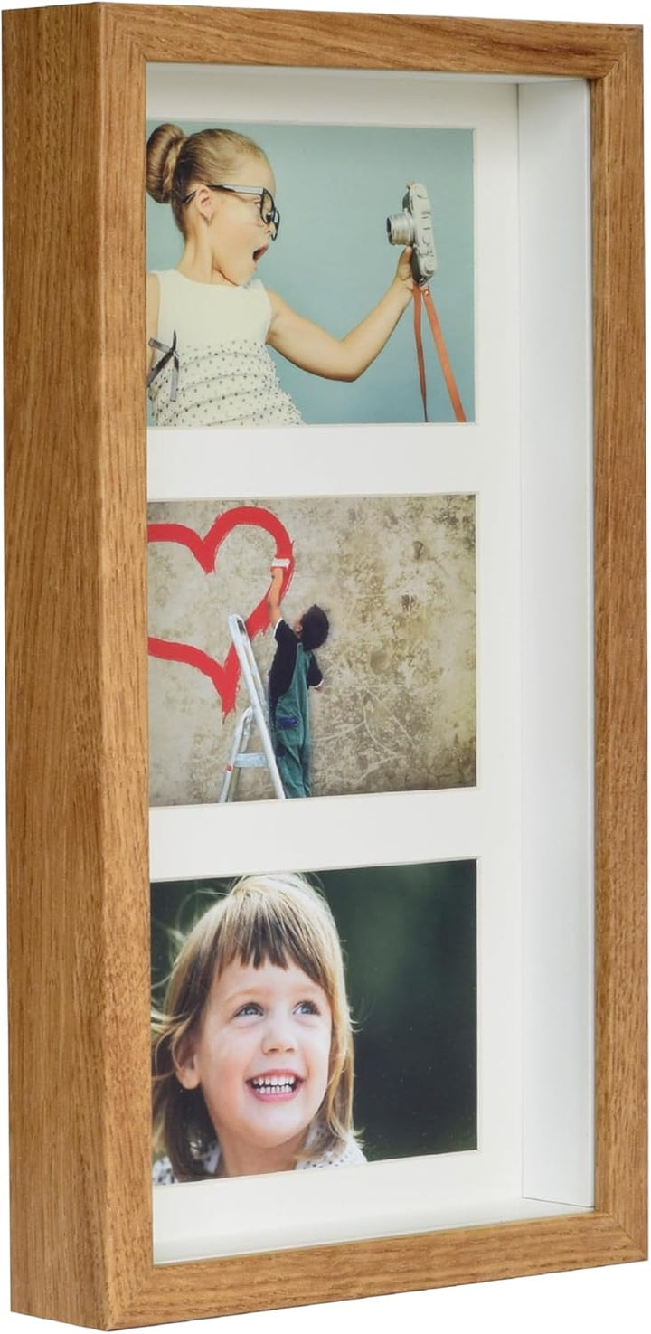 BD ART 18x35 cm 3D Box, Mehrfach Bilderrahmen, Bildergalerie, Fotogalerie mit Passepartout und 3 Fot