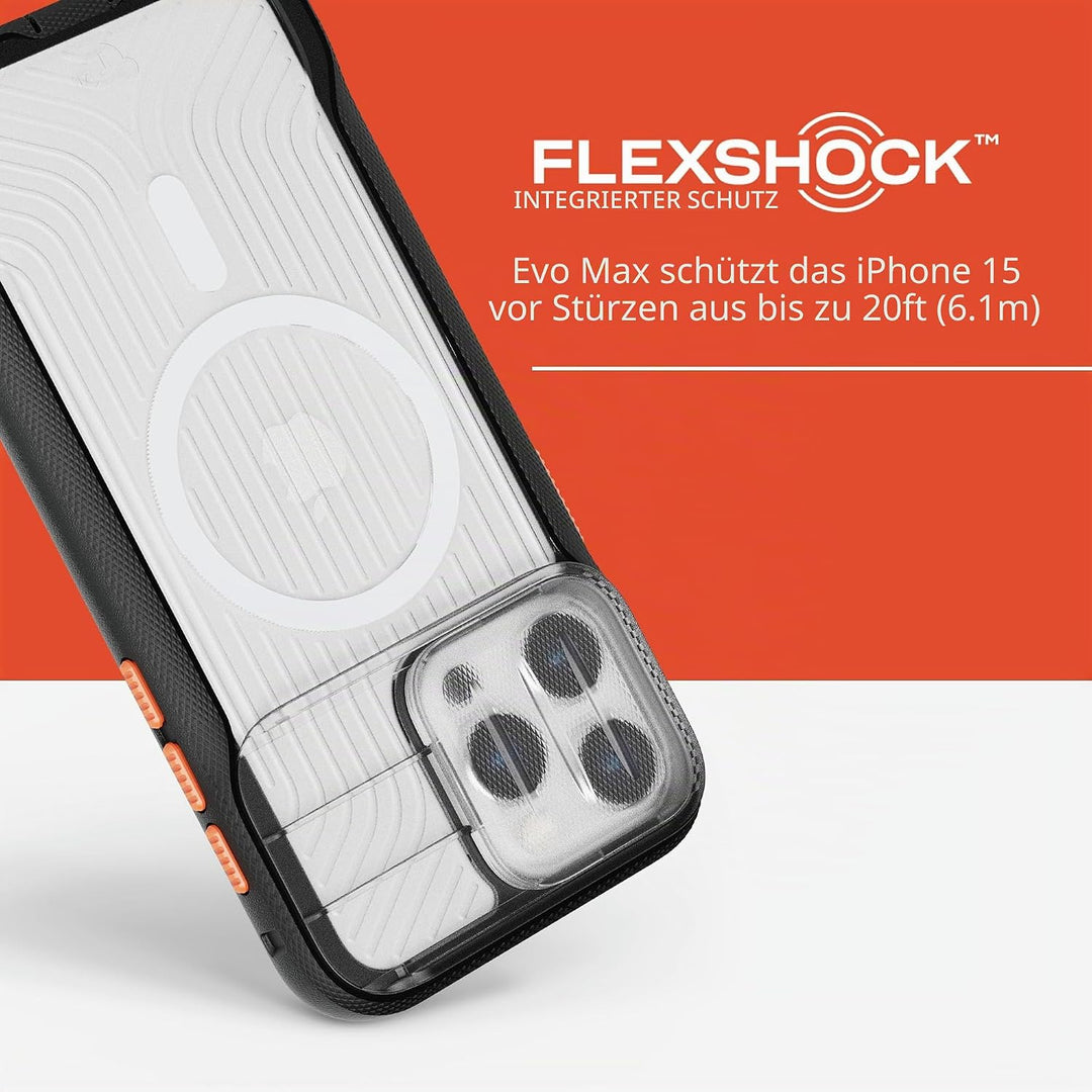 Tech21 Evo Max Hülle für iPhone 15 Pro Max - Kompatibel mit MagSafe - Aufprallschutz Hülle - Schlüss