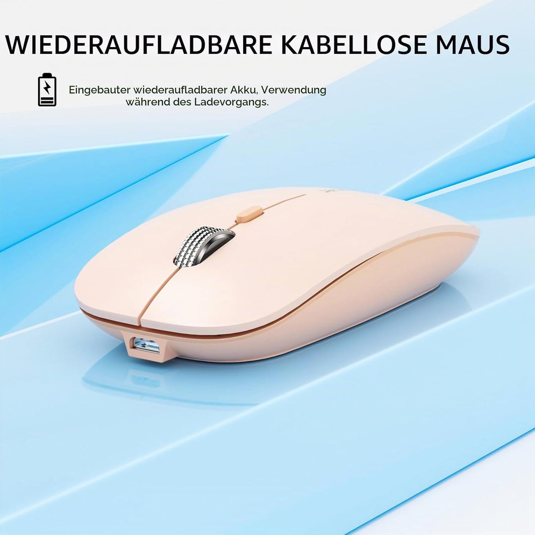 Uiosmuph Q5 Kabellos Maus, Wiederaufladbar Funkmaus 2.4G Leise Funkmaus Ultra Dünn Wireless Computer