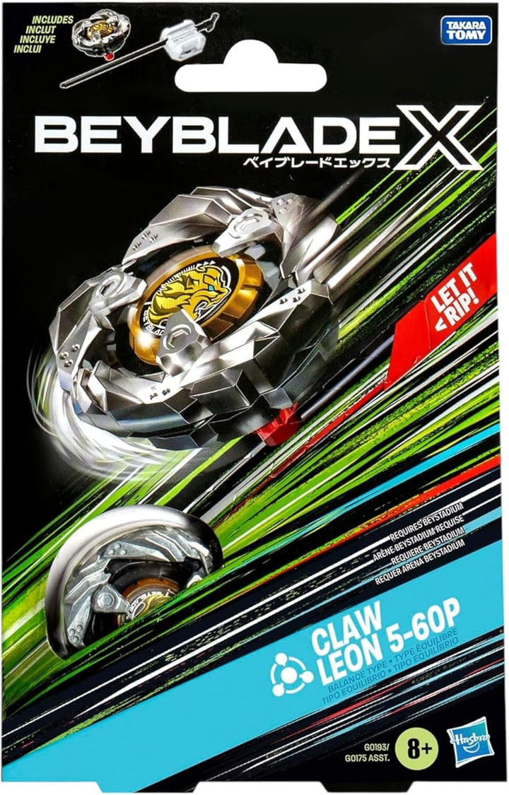 Beyblade X Claw Leon 5-60P Starter Pack Set, Balance Type Rechtsdrehendes Top und Launcher, Kampfspi
