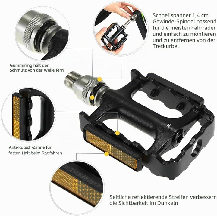 Lixada Fahrradpedale, Mountainbike-Pedale, Schnellspannpedale, MTB, mit Pedalverlängerungsadapter (o