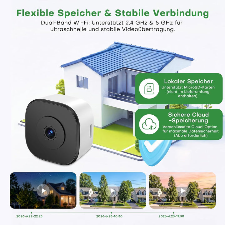 3MP 2K Fensterkamera Innen mit Halterung, Keine Glas-Reflexionen bei Nacht | Überwachungskamera Inne