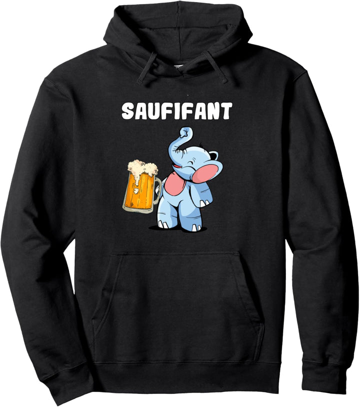Saufifant Elefant Bier Pullover Hoodie