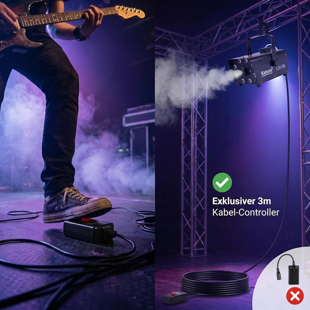 Katomi 700W Nebelmaschine RGB Effekt,13 Farbigen 8 LED Licht Smoke Machine,Mini Fog Rauchmaschine mi