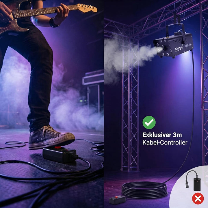 Katomi 700W Nebelmaschine RGB Effekt,13 Farbigen 8 LED Licht Smoke Machine,Mini Fog Rauchmaschine mi