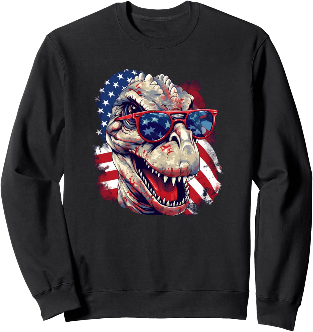 Cooles Dinosaurier mit Amerika Flagge Kostüm für Jungen und Mädchen Sweatshirt