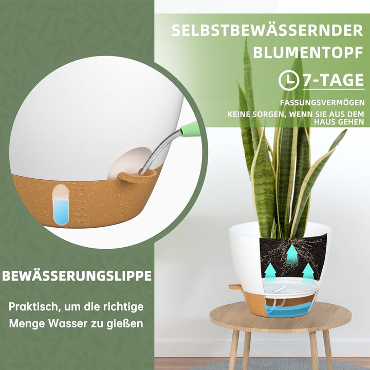 ZMTECH 25 cm Pflanztöpfe mit Bewässerungslippe Selbstbewässernde Pflanztöpfe mit Abflusslöchern und