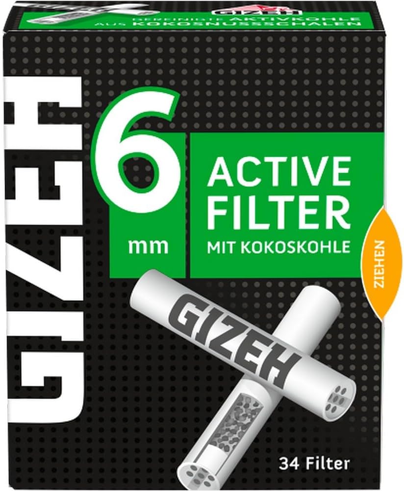 GIZEH BLACK Active Filter – Aktivkohlefilter slim 6 mm Durchmesser – Gizeh Filter mit Aktivkohle aus