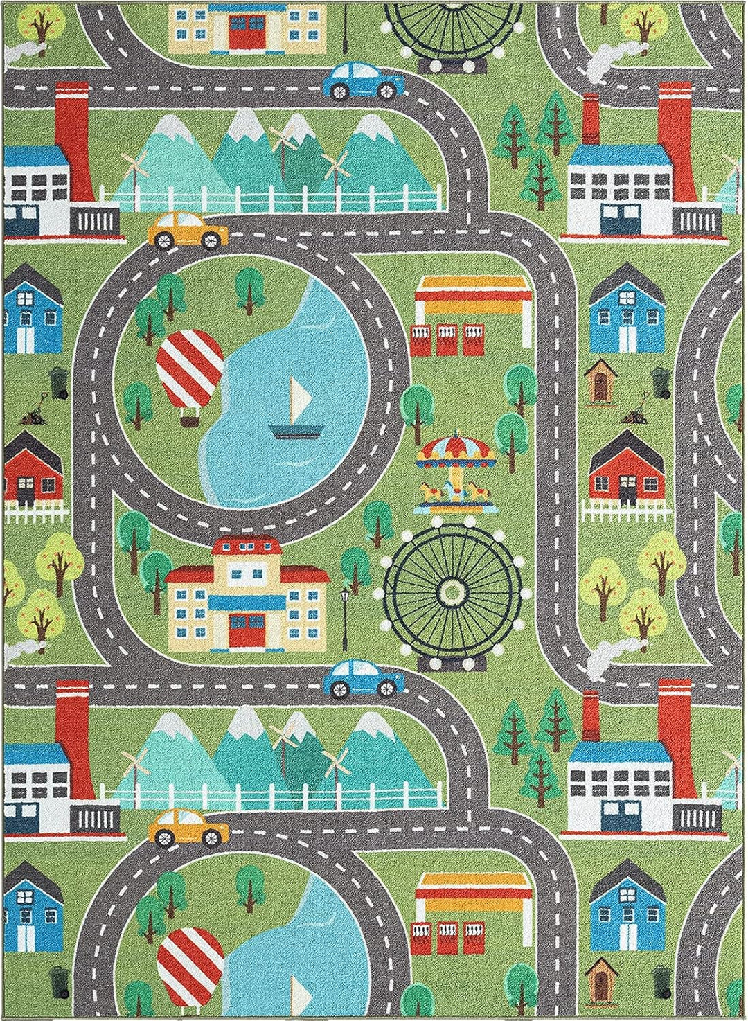 the carpet Happy Life – Kinderteppich Spielteppich Strassen- und Stadtmotiv mit Auto, rutschfest & p
