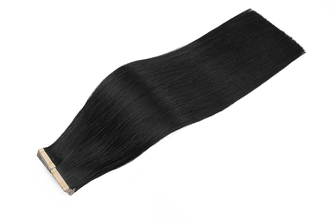 HotLulana Tape Extensions Echthaar 40stück 80g Jet Schwarz Skin Weft Extensions echthaar 100% Natürl