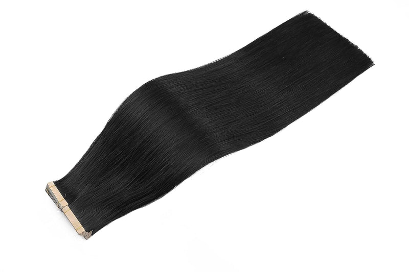 HotLulana Tape Extensions Echthaar 40stück 80g Jet Schwarz Skin Weft Extensions echthaar 100% Natürl