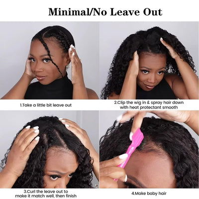 Echthaar Perücke Water Wave V Part Human Hair Wig For Women Culy V Part Half Wig Human Hair None Lac