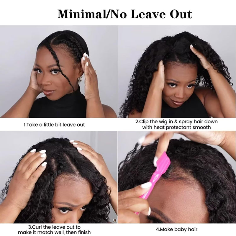 Echthaar Perücke Water Wave V Part Human Hair Wig For Women Culy V Part Half Wig Human Hair None Lac