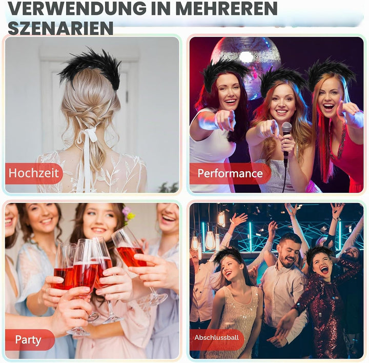 Dilunave Bunt Feder Stirnband Fascinator Regenbogen Haarreif Cosplay Haarbänder Karneval Kopfschmuck