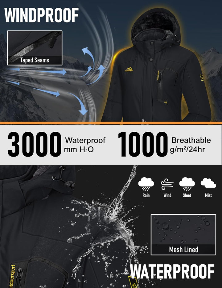 MAGCOMSEN Winterjacke Damen Softshell Funktionsjacke Wasserabweisende Outdoor Ski Jacke Fleece Windd