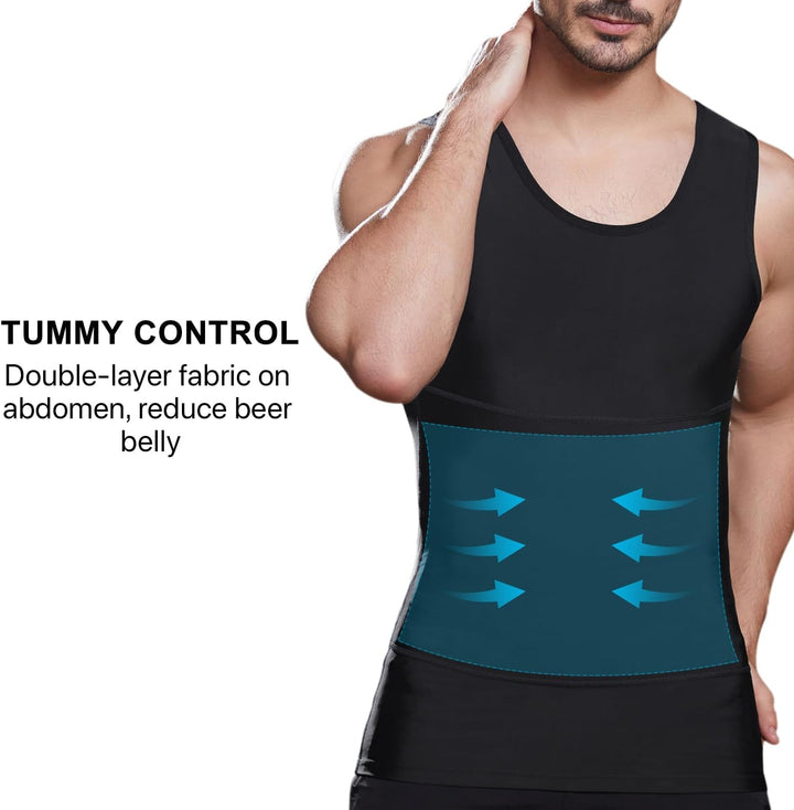 Lgtfy Herren Bauchweg Body Shaper Weste Brust Bauch Kompression Tank Top Bauch Verstecken Unterhemde