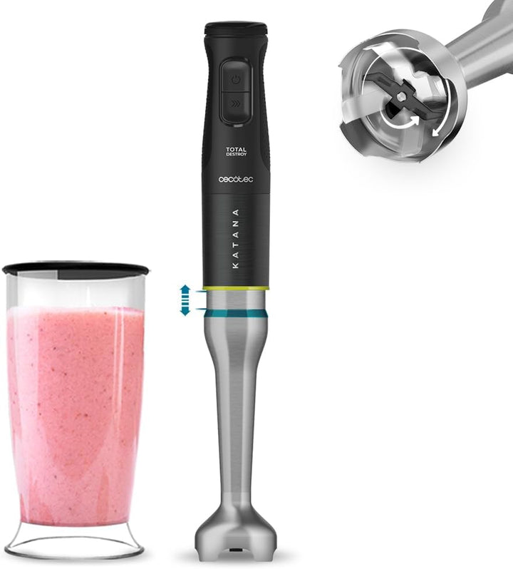 Cecotec Tragbarer Stabmixer PowerTwist Battery, 50 W, Mixen und Kneten, wiederaufladbar über USB, 40