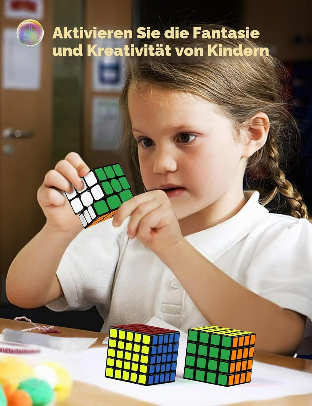 ROXENDA Zauberwürfel Set, Speed Cube Set mit 2x2 3x3 4x4 5x5 Zauberwürfel mit Geschenkbox, Geheimes