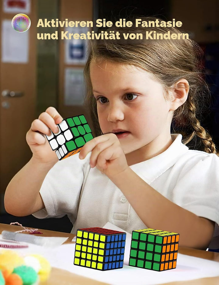 ROXENDA Zauberwürfel Set, Speed Cube Set mit 2x2 3x3 4x4 5x5 Zauberwürfel mit Geschenkbox, Geheimes
