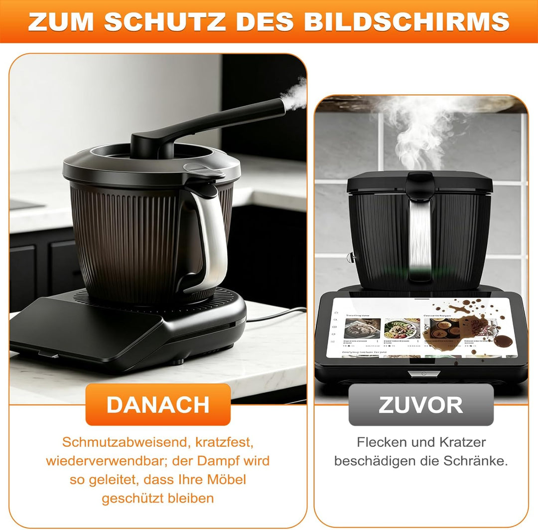 Displayschutz und Dampfumleiter Set für Thermomix TM7 Bimby, Silikon Display Abdeckung gegen Kratzer