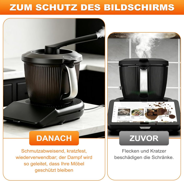 Displayschutz und Dampfumleiter Set für Thermomix TM7 Bimby, Silikon Display Abdeckung gegen Kratzer
