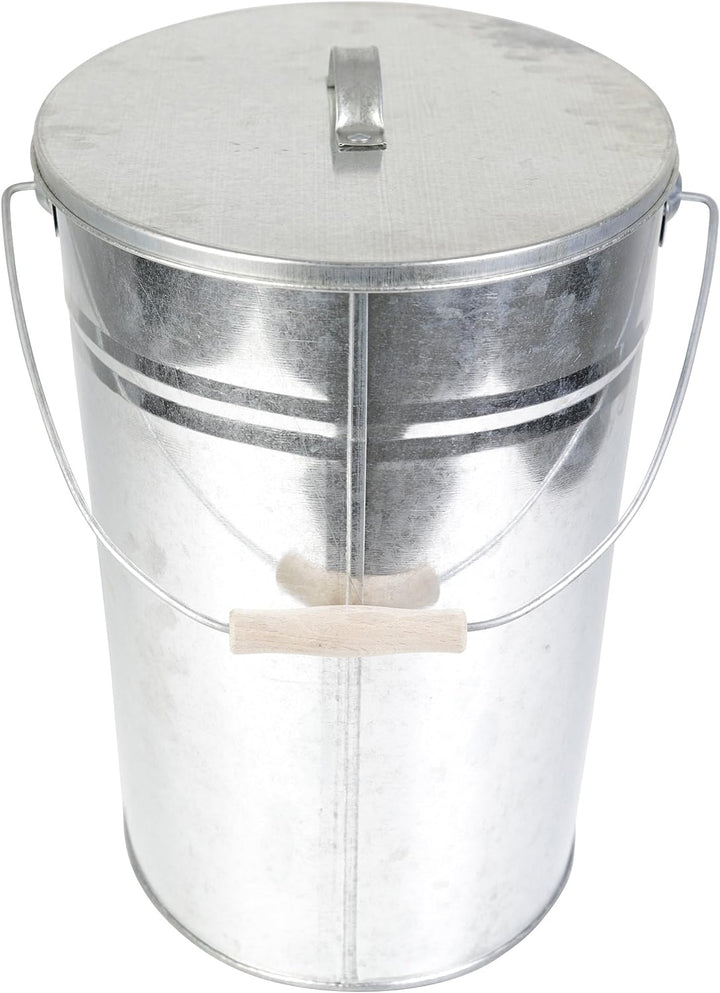 Kamino-Flam Zink-Ascheeimer mit Deckel - Kohleneimer gross, 24 l - Kohleeimer verzinkt - Zinkeimer /