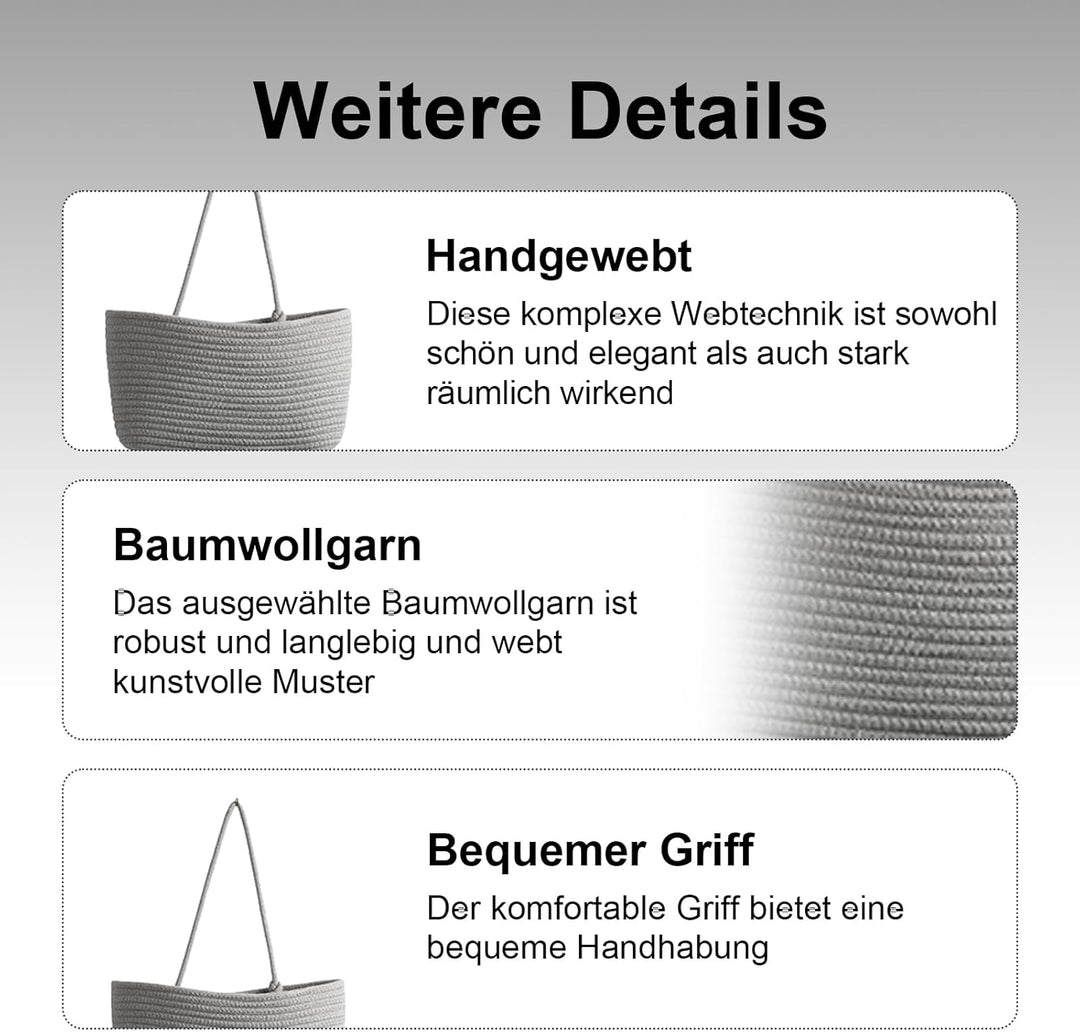 DYOUen Vielseitiger Hänge-Organizer aus gewebtem Baumwollseil für Bad, Kinderzimmer und Schlafzimmer