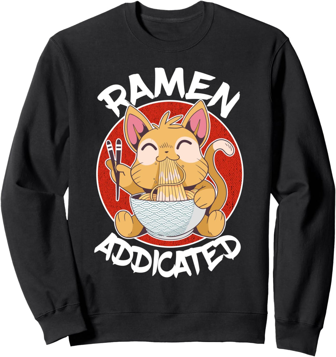 Ramen Addicated Japan Nudeln Kawaii Lustige Katze Fressen Ramen Sweatshirt