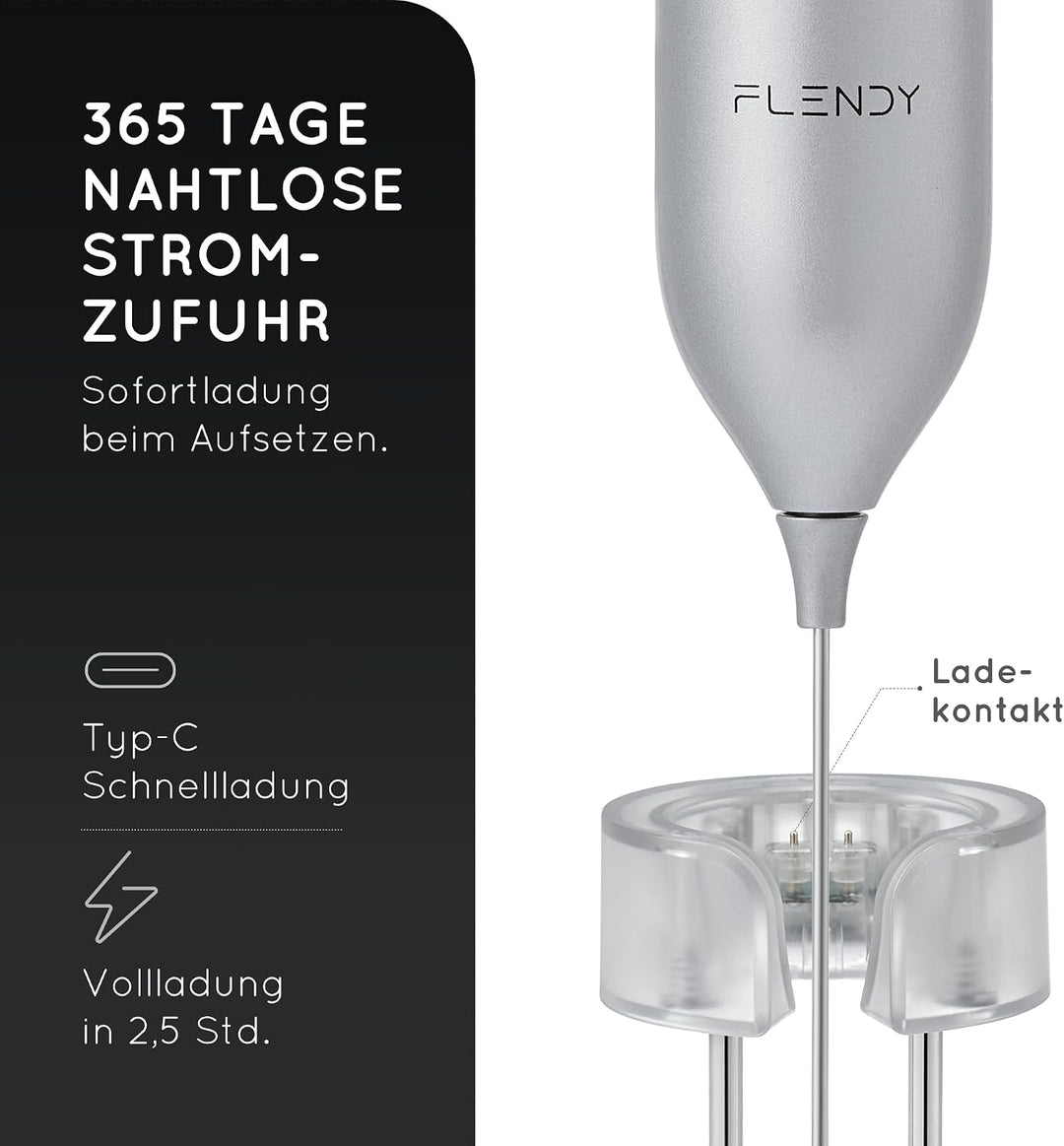 Wiederaufladbarer Hand Milchaufschäumer Stab, Aufschäumer Stab mit USB-C Ladehalterung, Mini Milchau
