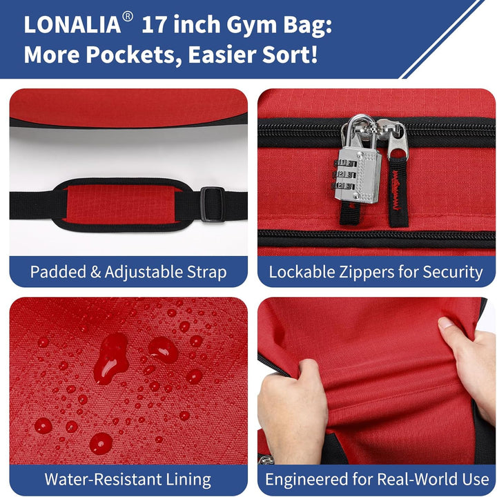 30L Kleine Sporttasche Reisetasche - 43x26x26cm Handgepäck Weekender Gym Tasche für Sport Training U