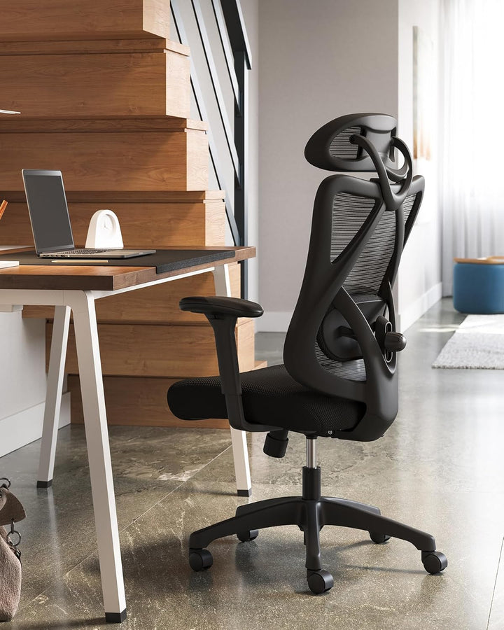 SONGMICS Bürostuhl, ergonomischer Schreibtischstuhl, Computerstuhl, Netzstuhl, verstellbare Lendenst