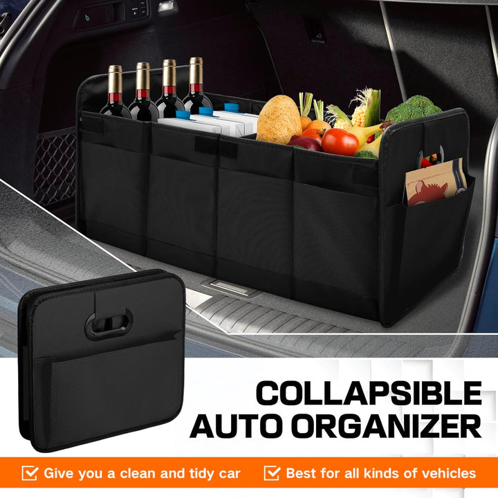 Kofferraum Organizer Auto, Faltbare Kofferraumtasche mit Fächern & Tragegriff,Geräumige Aufbewahrung