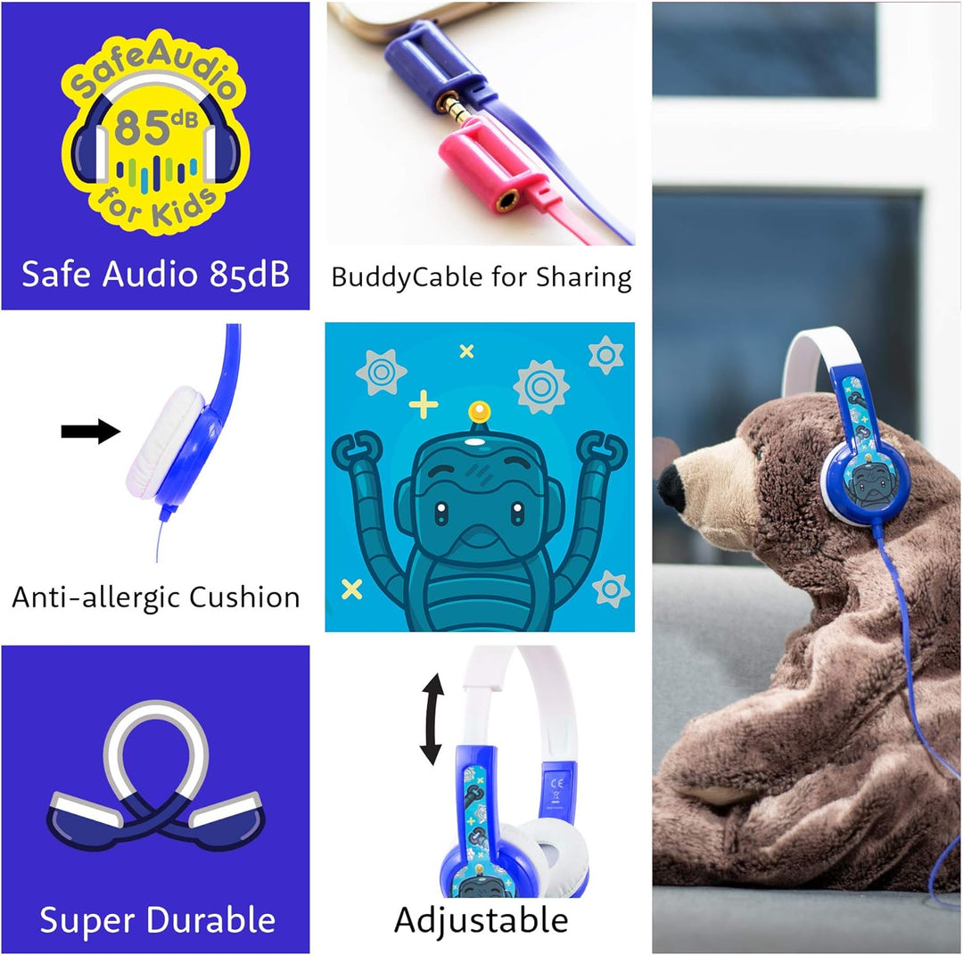 ONANOFF Buddyphones Discover Volume Limiting Kids Headphones In-Ear Durable, Comfortable,& Customiza