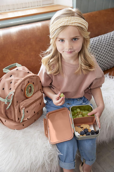 LÄSSIG Kinder Brotdose Edelstahl Lunchbox Frühstücksbox Nachhaltig Kindergarten Schule/Happy prints