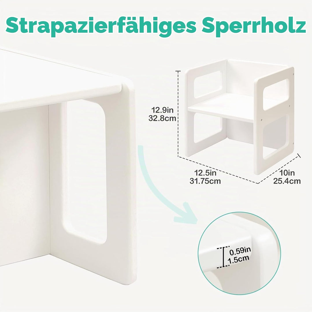 FUNLIO Höhenverstellbarer Montessori Entwöhnungsstuhl für Alter 1-3, Qualitätsstuhl aus Massivholz,