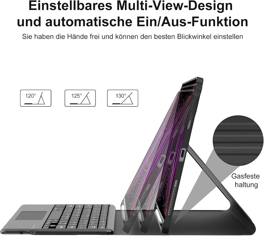 IVEOPPE Tastatur für iPad Pro 12,9, Hülle mit Tastatur für iPad Pro 6. Generation, Bluetooth QWERTZ
