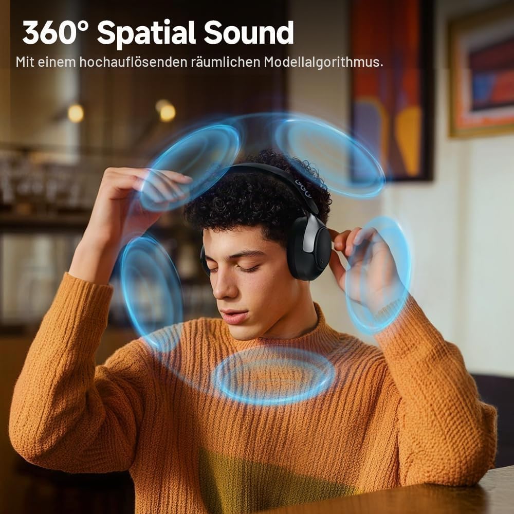 QCY H3 PRO Over Ear kopfhörer Bluetooth,50db Adaptives aktives Noise Cancelling mit Mehreren Modi,Hi