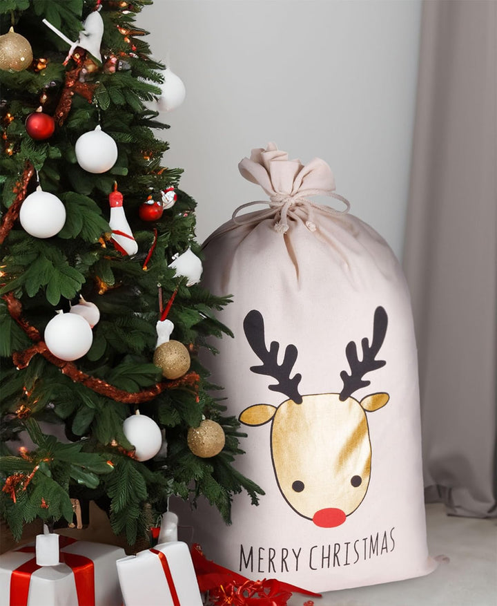 BRUBAKER 3er Set Weihnachtssack - 80 cm Geschenksack mit weihnachtlichen Motiven - Nikolausbeutel zu