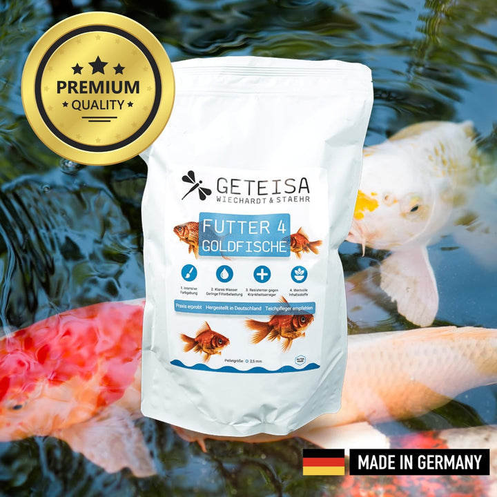 GETEISA Premium Goldfischfutter 1,5 kg - Hochwertige 2,5mm Teichpellets für Goldfische, Reich an Isl