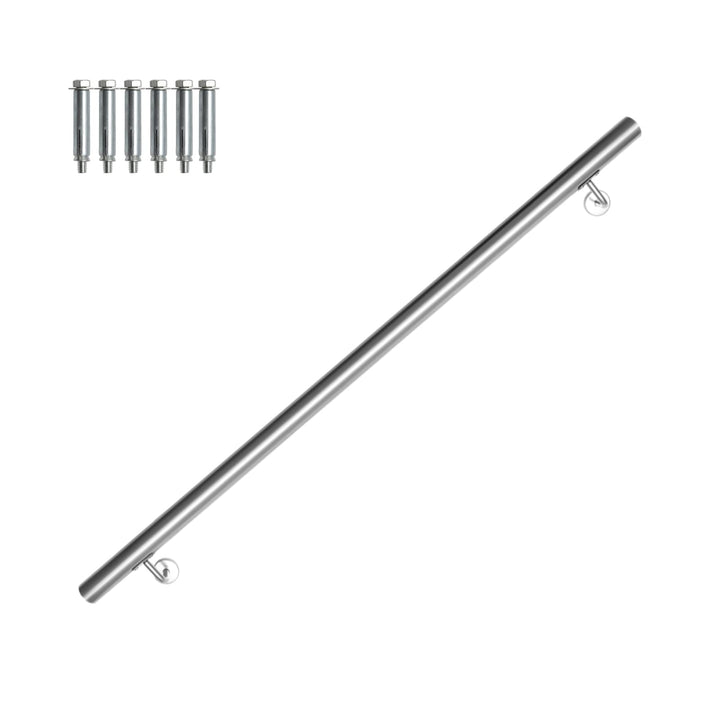 Joparri Edelstahl Handlauf 120cm, Treppengeländer mit Wandhalterung und Endkappen, Wandhandlauf Gelä