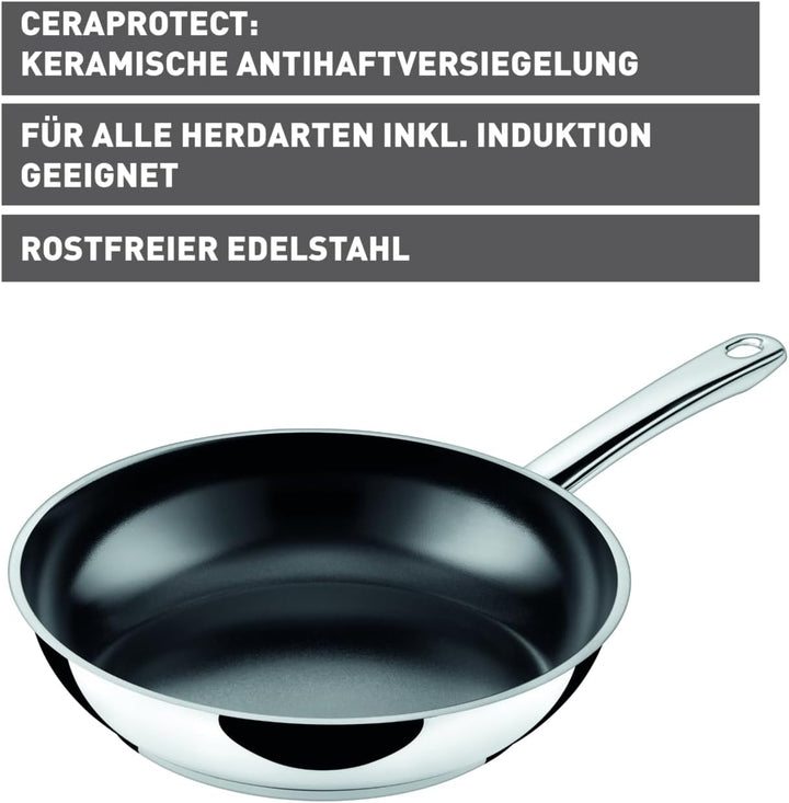 Silit Talis Bratpfanne 24 cm Induktion, Edelstahl beschichtet, Keramikbeschichtung, backofenfest, 24