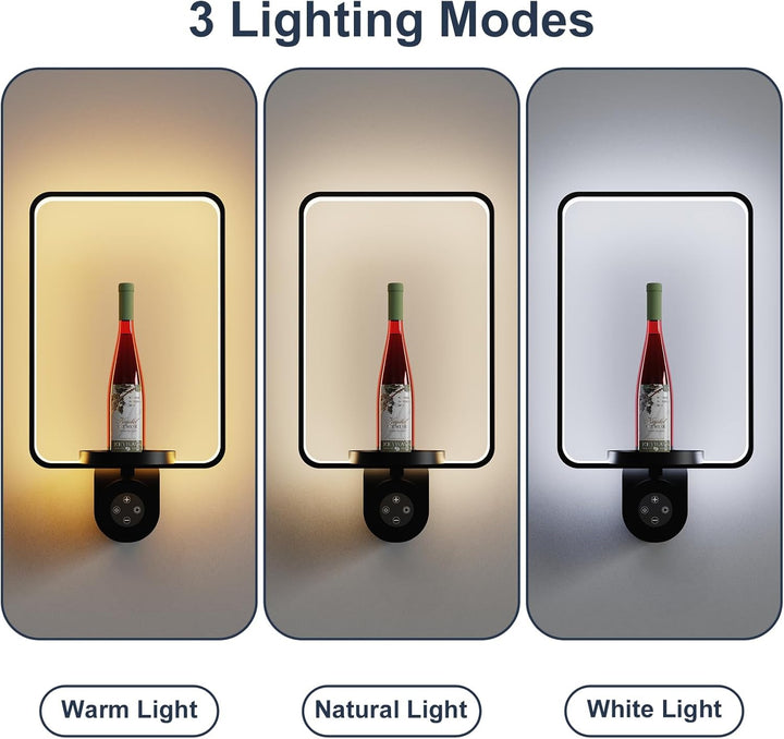 Starxing 2 in 1 Wandpflanzenregal mit Lampe, 8000mAh Bilderrahmen Wandpflanzenhalter, Fernbedienung