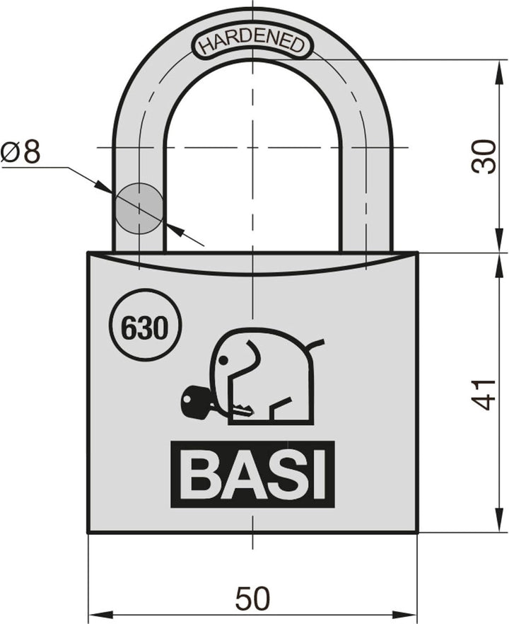 BASI | Vorhangschloss 6er Set | 50 mm | verschiedenschliessend | massives Aluminium-Gehäuse | gehärt